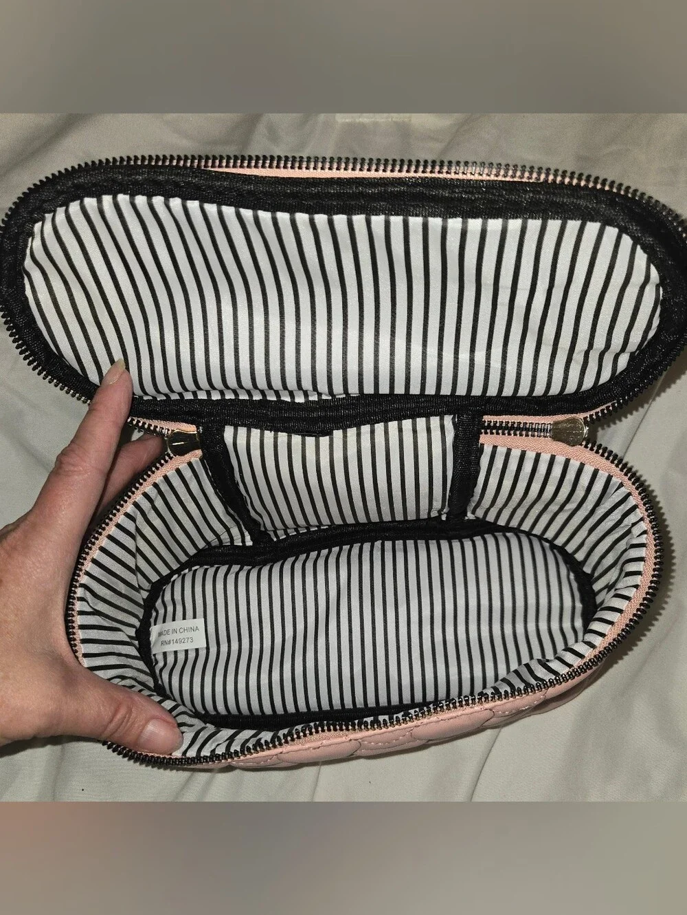 Pink Quilted Travel Bag & Jewelry Travel Case